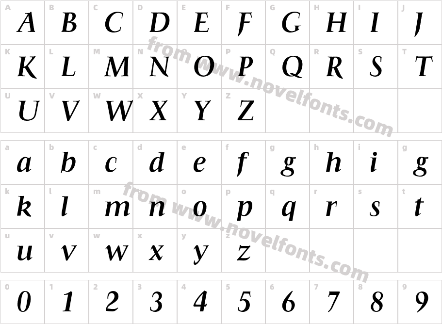 FrancoisBoldItalicCharacter Map