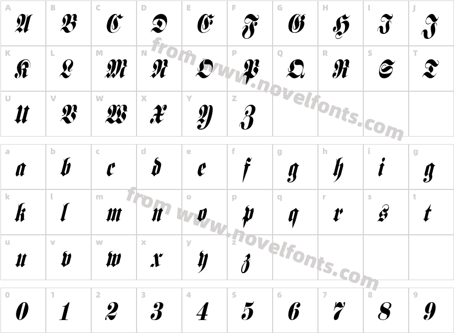 Frank Condensed ItalicCharacter Map