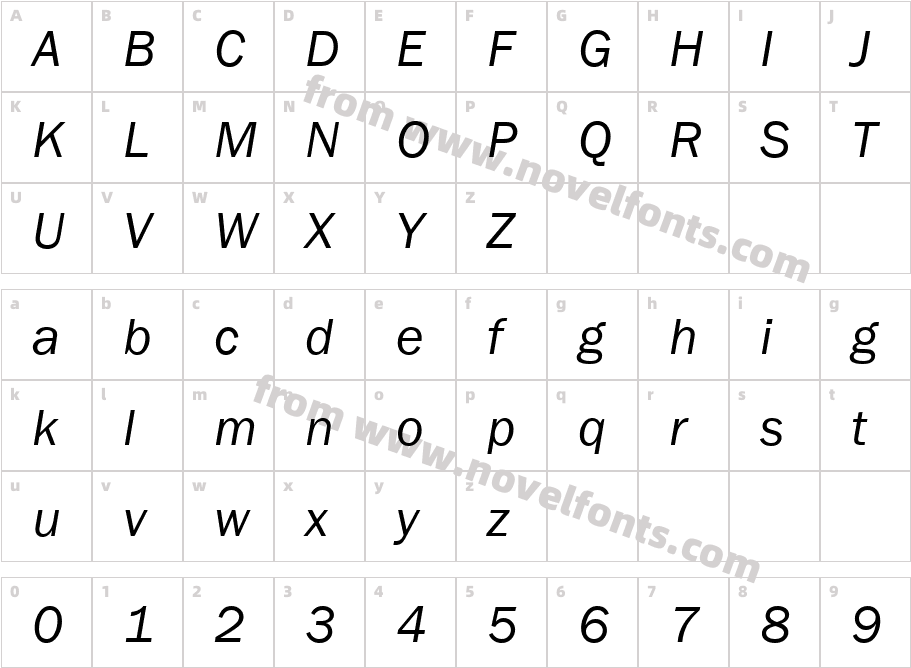 Franklin Gothic Book ItalicCharacter Map