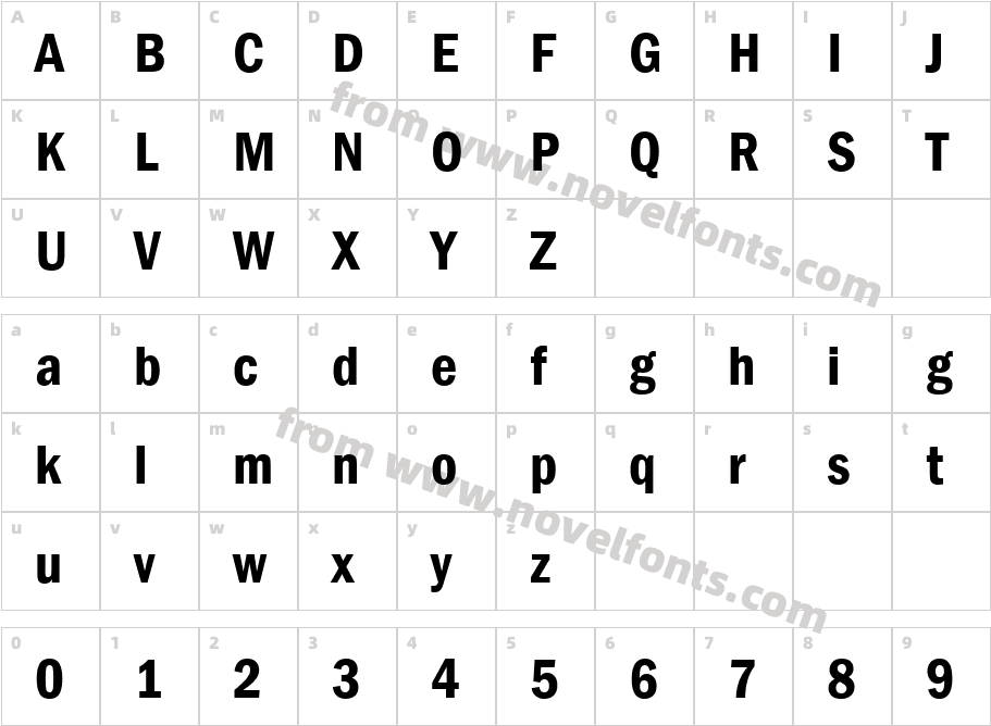 Franklin Gothic Demi CondCharacter Map