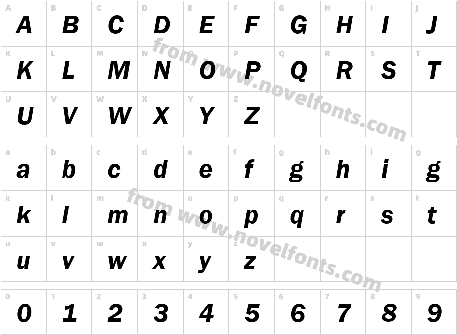 Franklin Gothic Demi ItaliqueCharacter Map