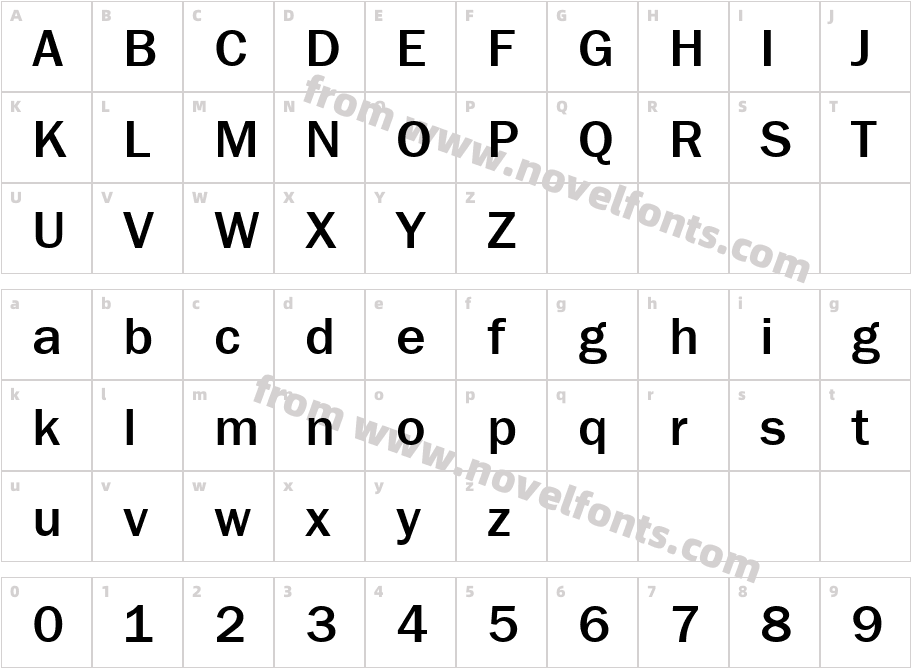 FranklinGothMediumCTTCharacter Map