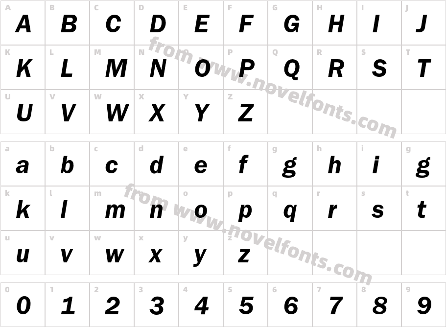 FranklinGothicEF-DemiItalicCharacter Map