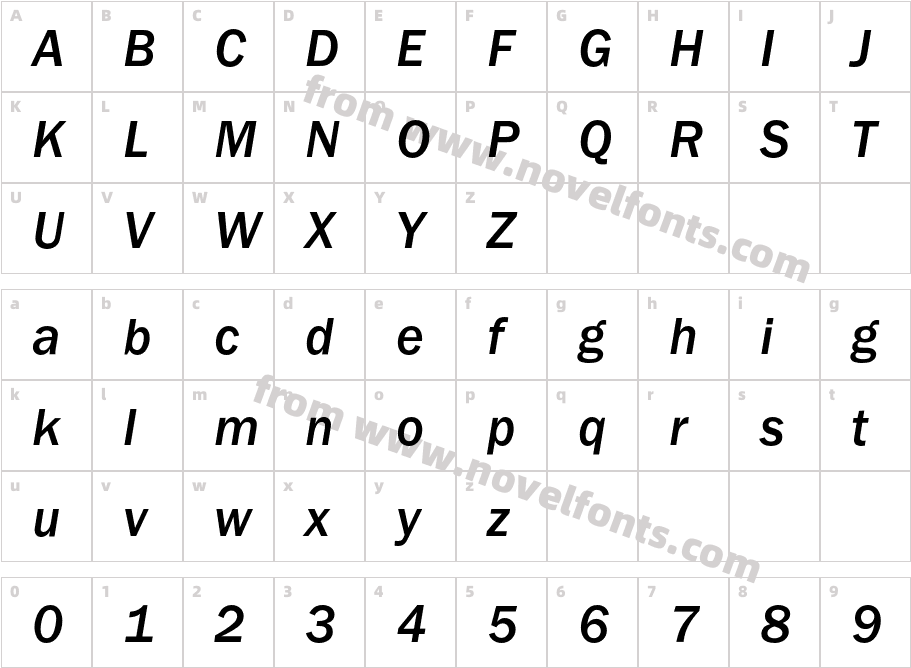 FranklinGothicEF-MediumItalicCharacter Map