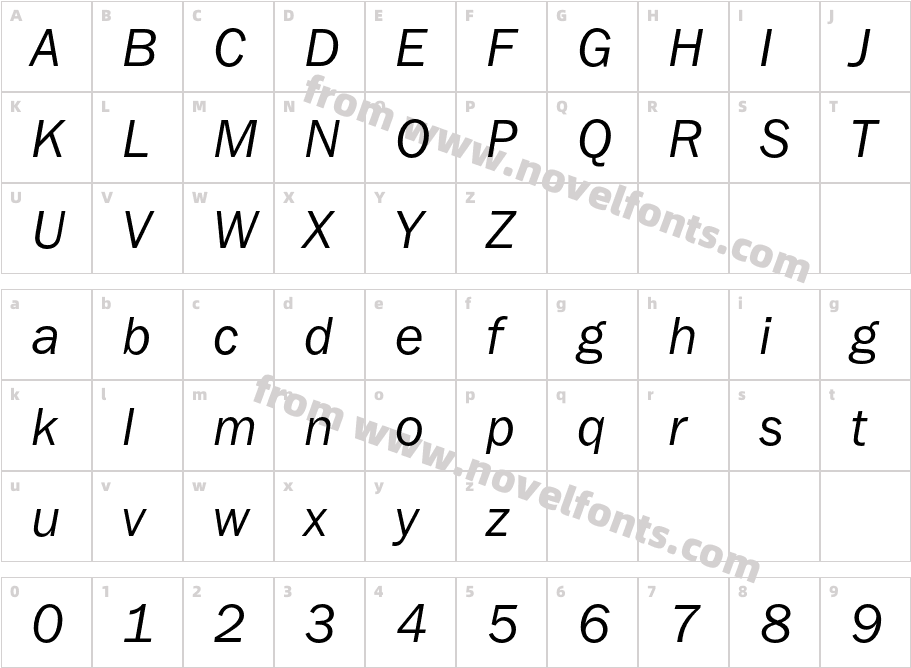 FranklinGothicITCbyBT-BookItalCharacter Map