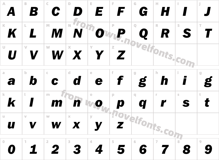 FranklinGothicITCbyBT-HeavyItalCharacter Map