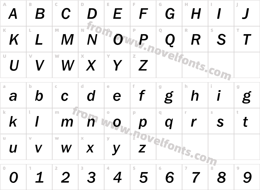 FranklinGothicITCbyBT-MedItalCharacter Map