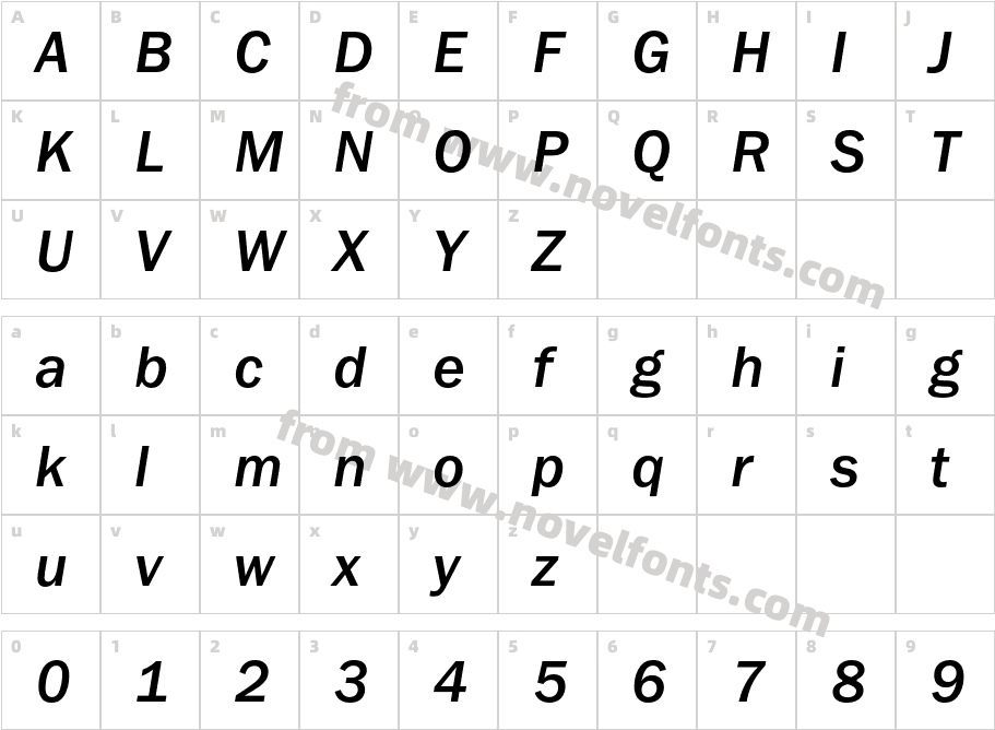 FranklinGothicMediumC-ItalicCharacter Map