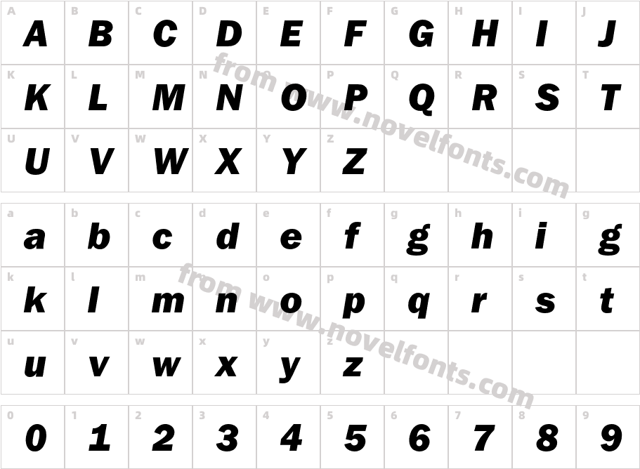 FranklinITCBQ-HeavyItalicCharacter Map