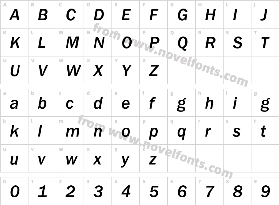 FranklinITCBQ-MediumItalicCharacter Map