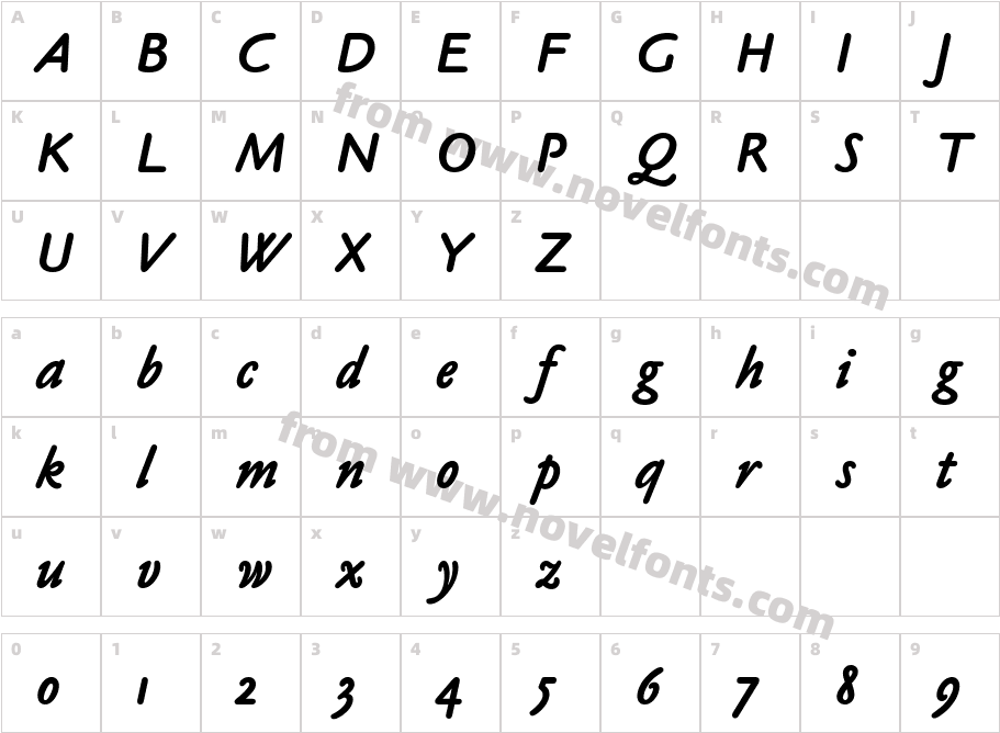 ClaudeSansBoldItalicPlainCharacter Map