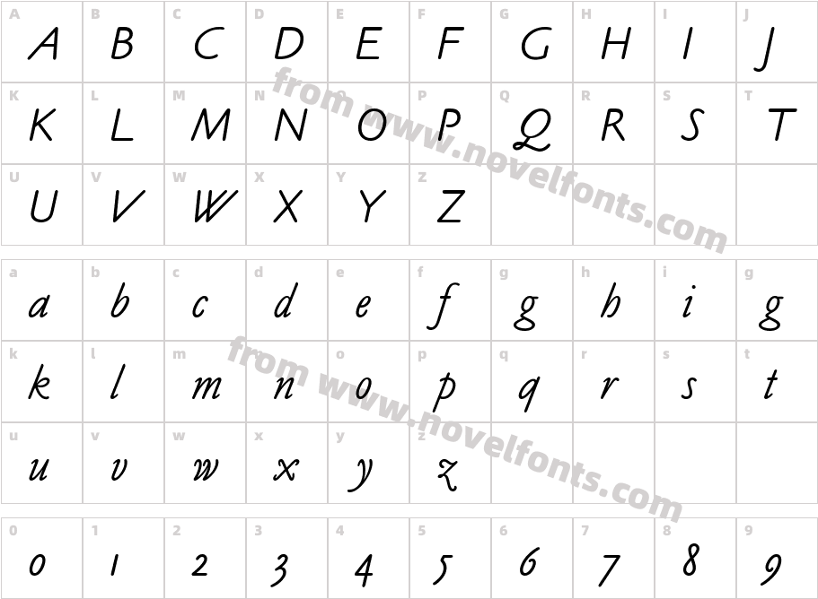 ClaudeSansItalicPlainCharacter Map