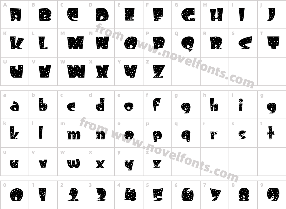 FreckleRegularSWFTECharacter Map