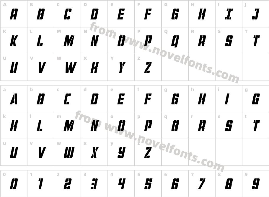 Free Shipping Condensed ItalicCharacter Map