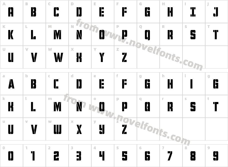 Free Shipping CondensedCharacter Map