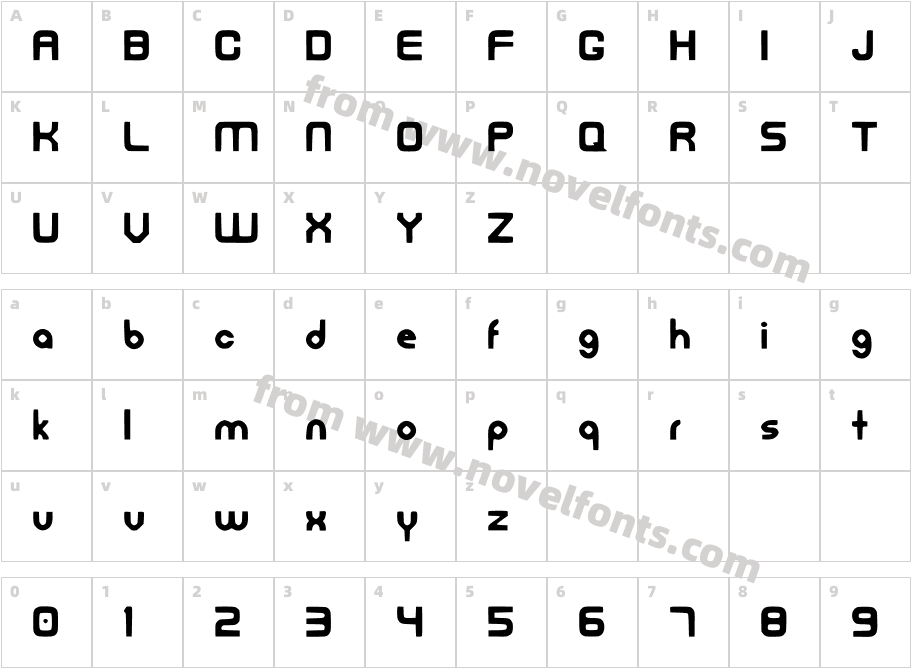 FreedanFontCharacter Map