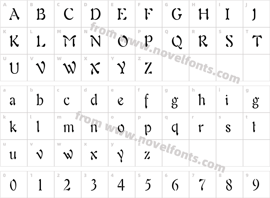 Freedom 9 Condensed NormalCharacter Map