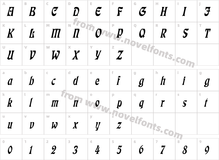 Freedom Condensed ItalicCharacter Map