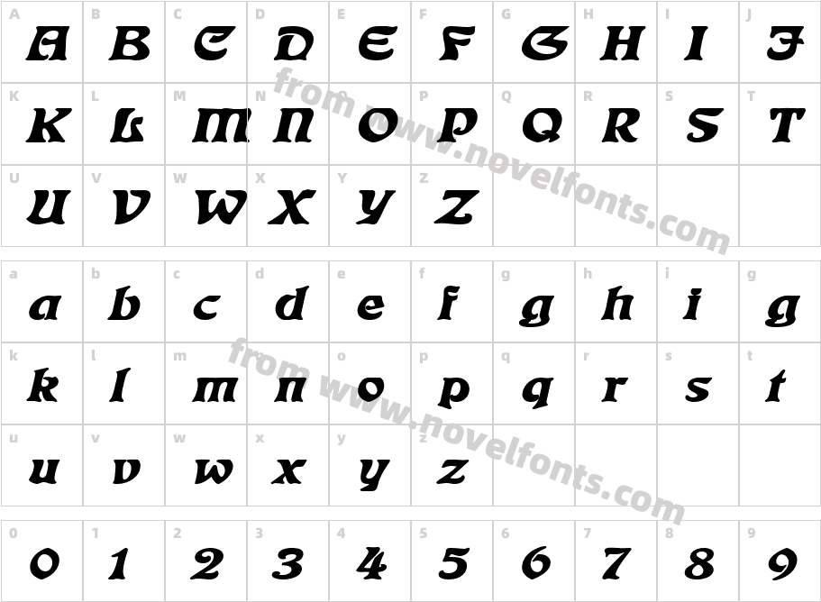 Freedom Extended BoldItalicCharacter Map