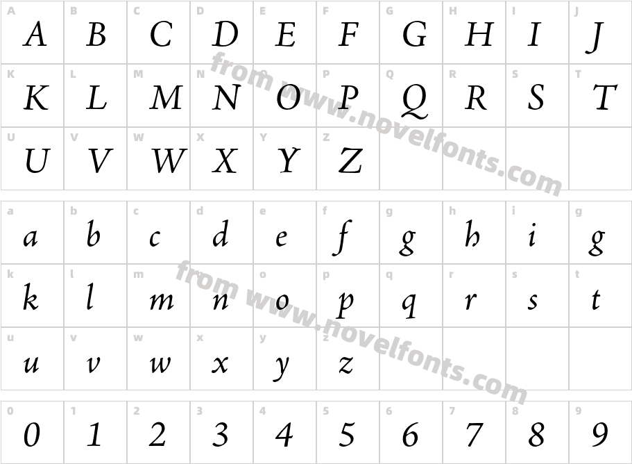 AJensonPro-ItCharacter Map