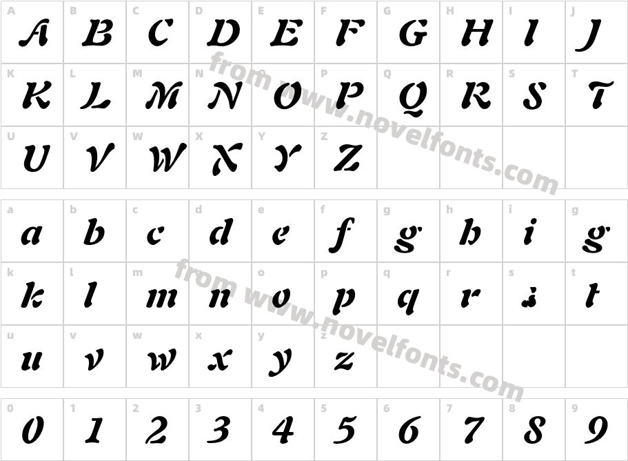 Freeform721BT-BlackItalicCharacter Map