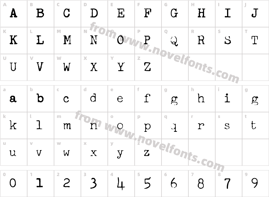 FreekyTypewriterCharacter Map