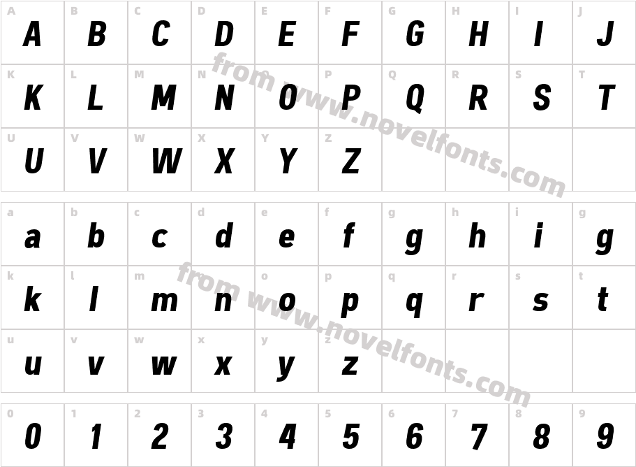 Freeroad Bold ItalicCharacter Map