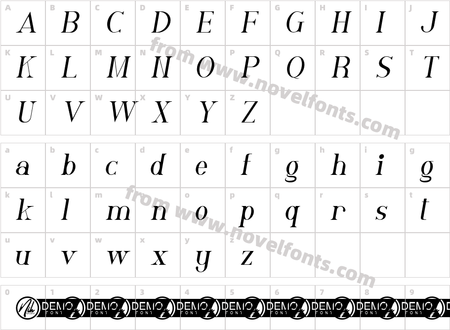 Clavier Demo ItalicCharacter Map