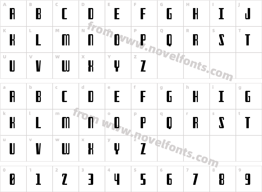 Freezer BTN CondensedCharacter Map