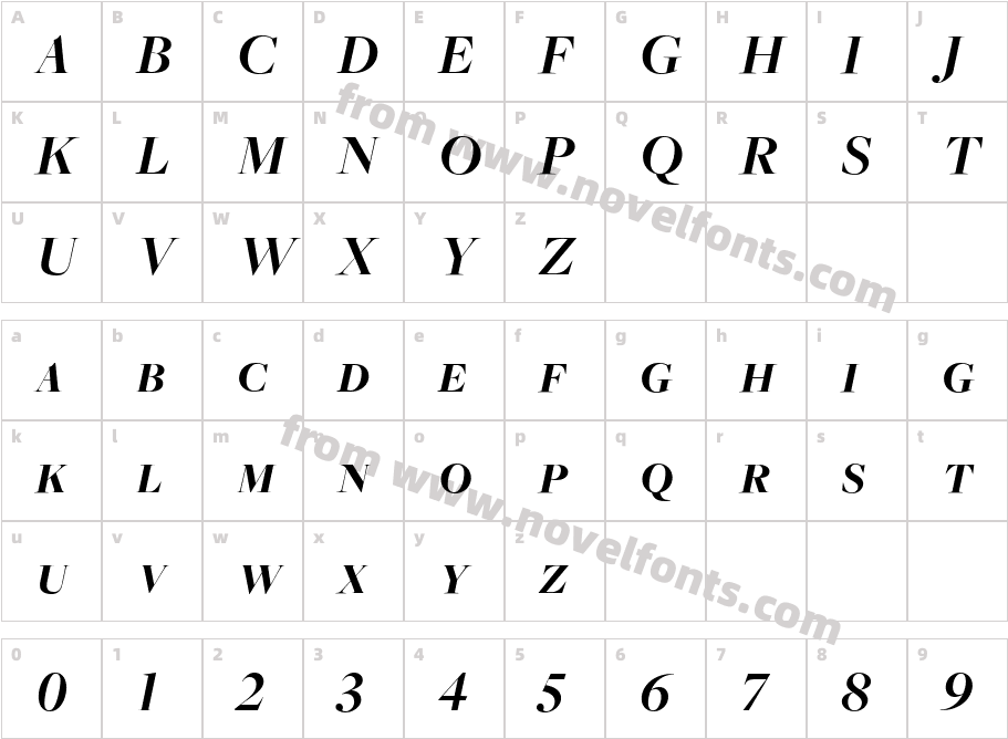 FreightBigBoldItalicSCCharacter Map