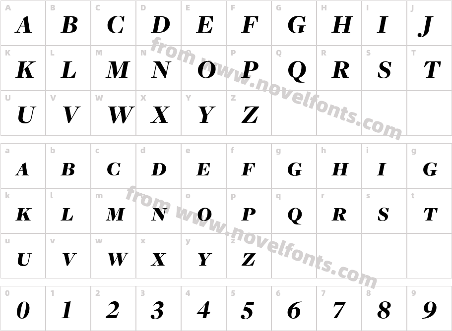 FreightDispBlackItalicSCCharacter Map