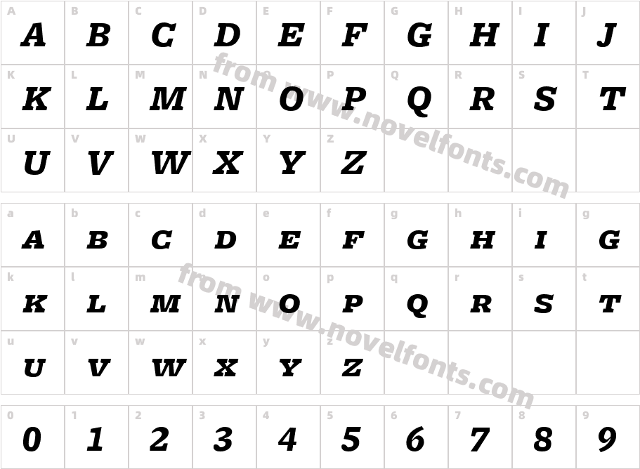 FreightMicro BlackItalicSCCharacter Map