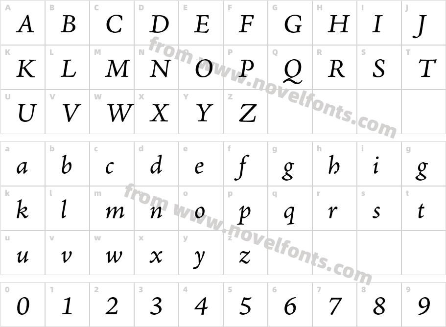 AJensonPro-ItCaptCharacter Map