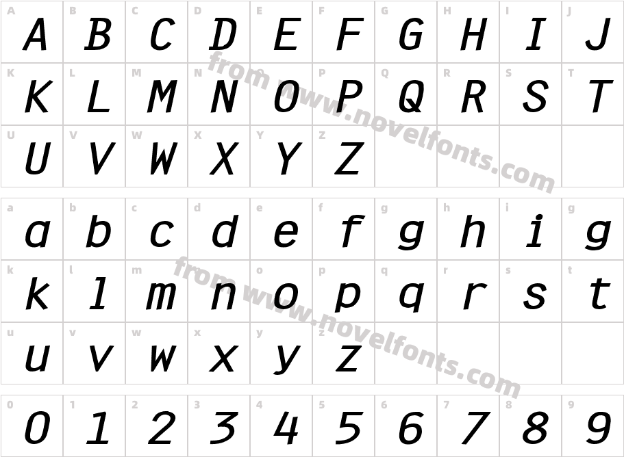 Clean Wide Bold ItalicCharacter Map