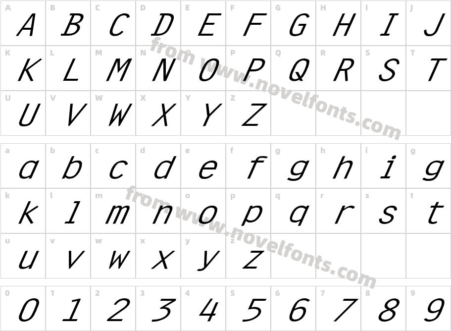 Clean Wide ItalicCharacter Map