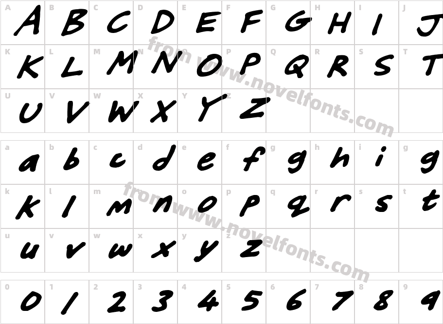 Friendly Felt Tips ItalicCharacter Map