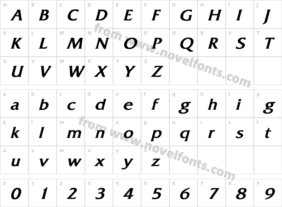 FritzQuadrata-BoldItalicCharacter Map