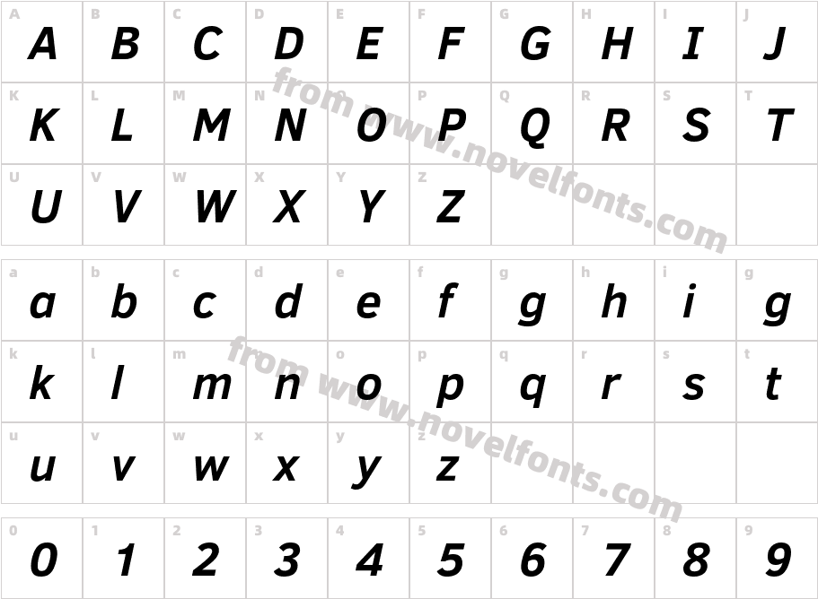 Clear Sans Bold ItalicCharacter Map