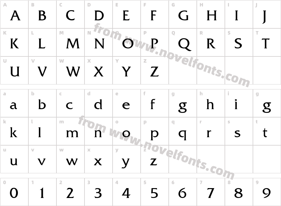 FrizQuadrata ThinCharacter Map