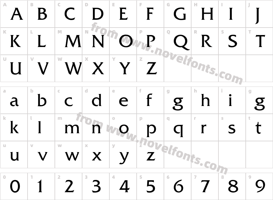 FrizQuadrataFontCharacter Map