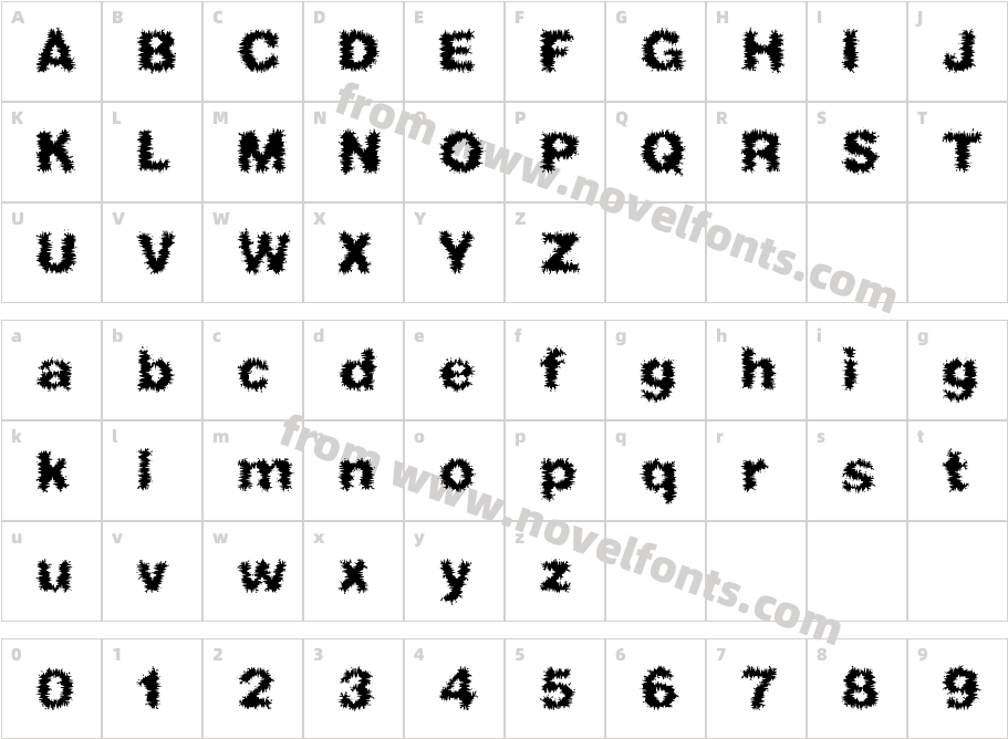 Frizzed (BRK)Character Map