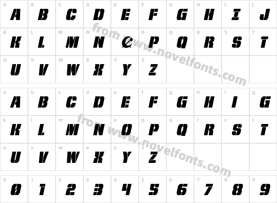 From BOND With Love ItalicCharacter Map