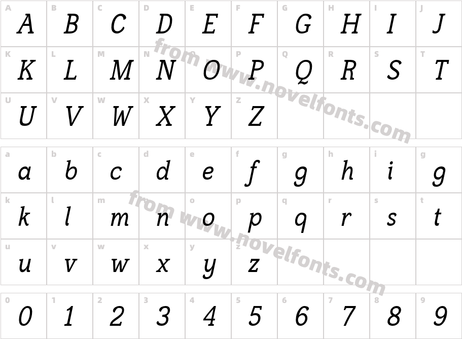 Frontenac ItalicCharacter Map