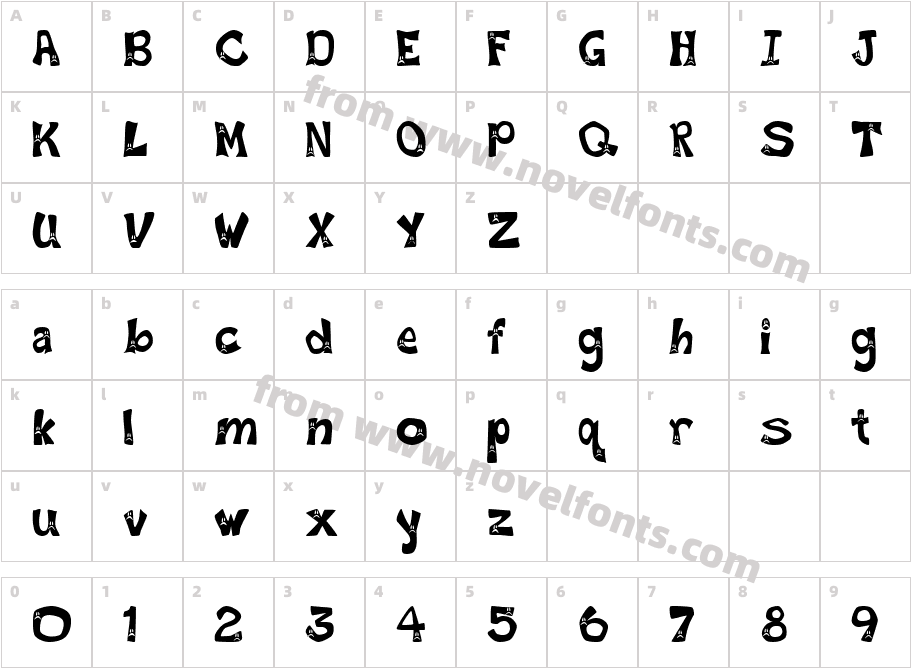 Frowny FontCharacter Map