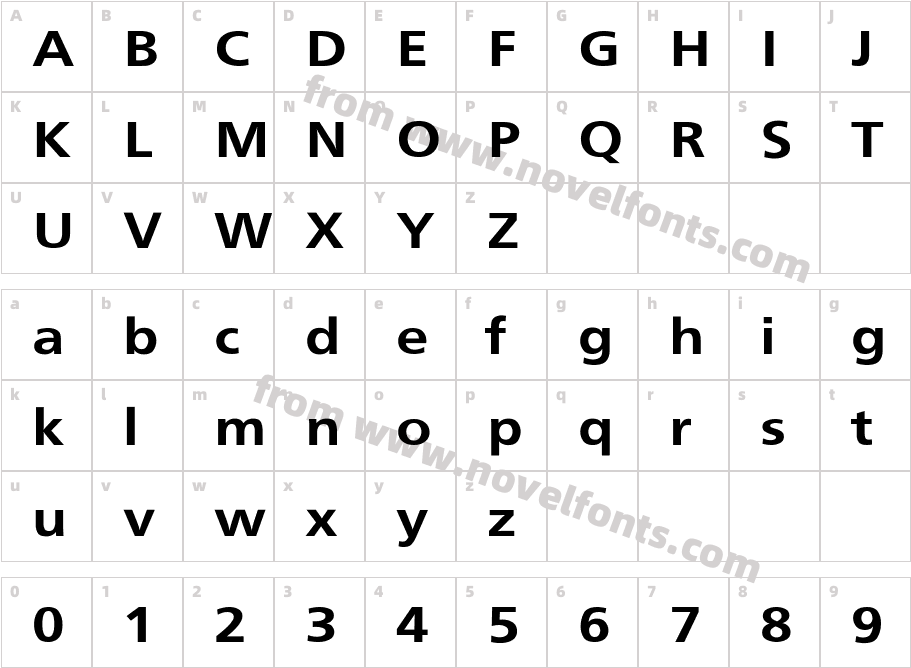 FrutigerExt-BolCharacter Map