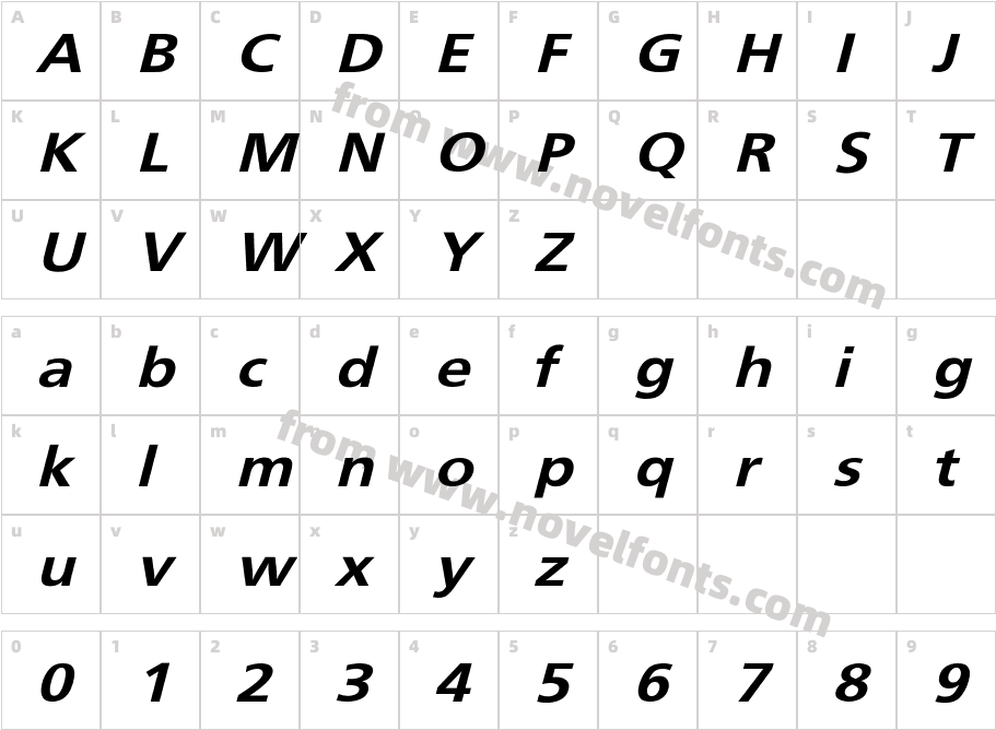 FrutigerExtObl-Character Map