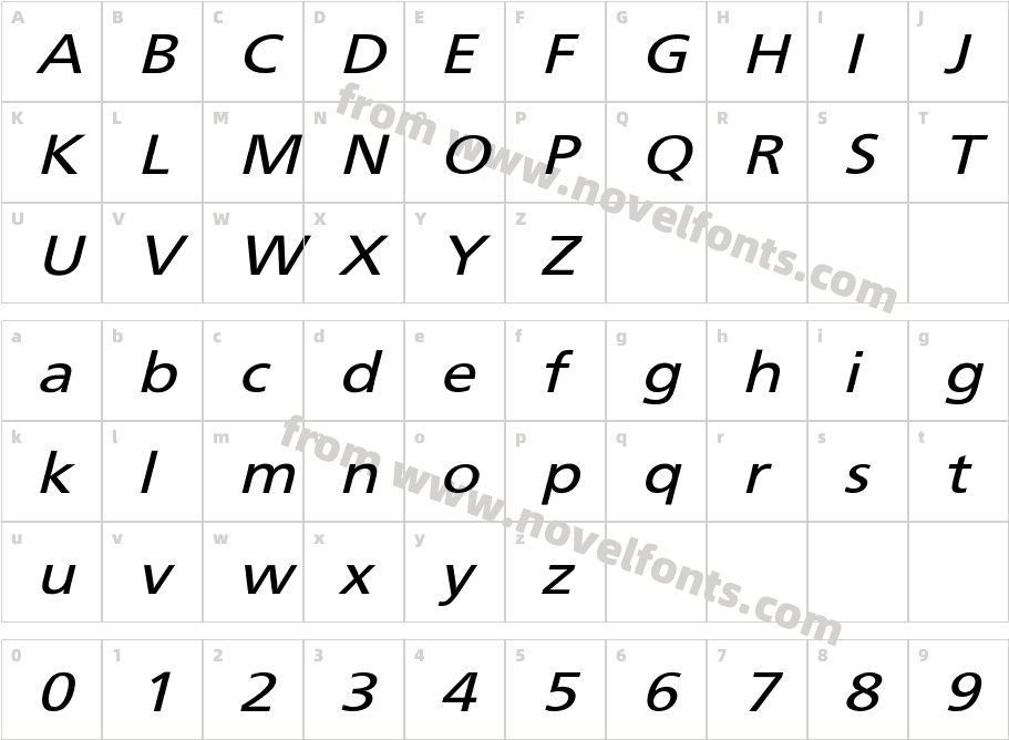 FrutigerExtObl-NormalCharacter Map