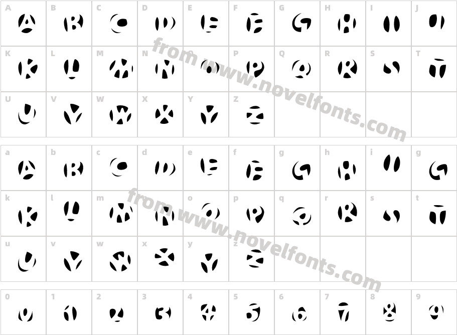 FrutigerStones-NegativCharacter Map