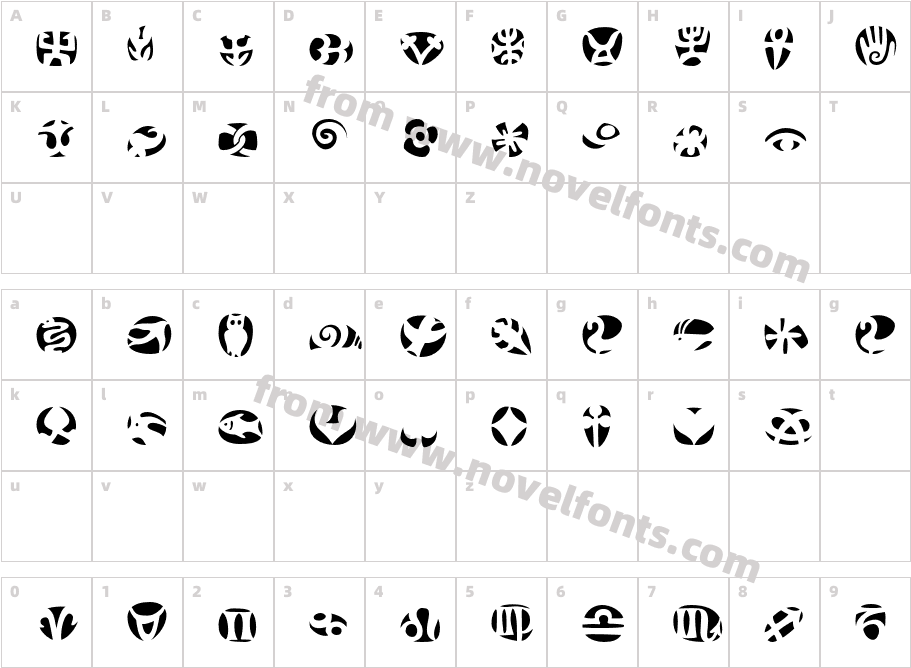 FrutigerSymbols-NegativCharacter Map