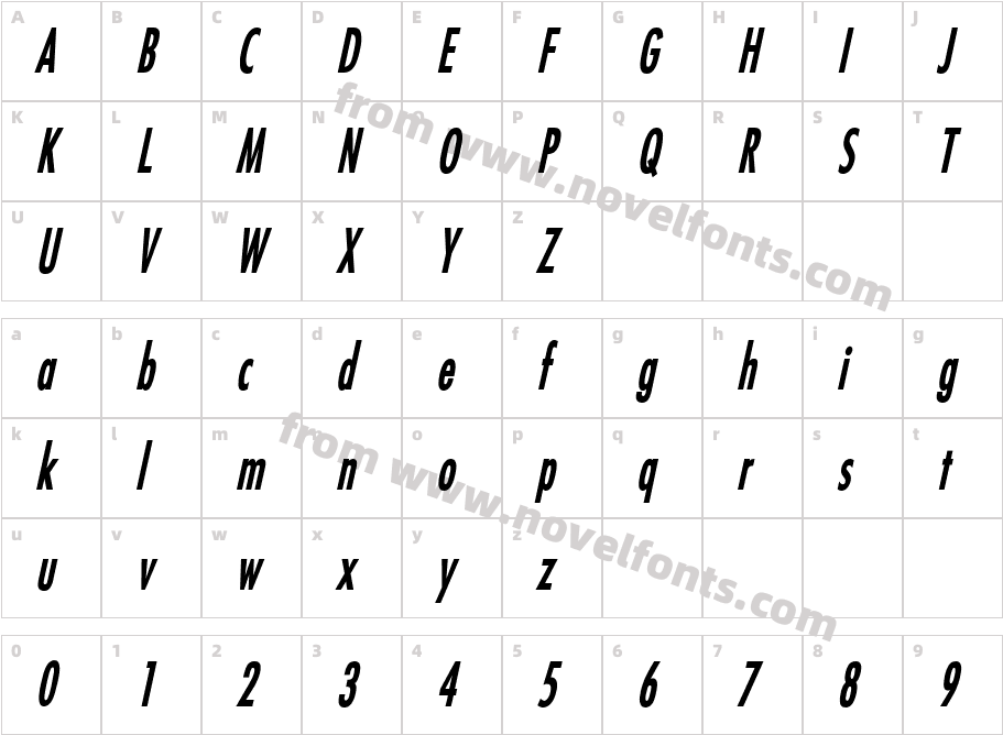 Fuji Thin Bold ItalicCharacter Map